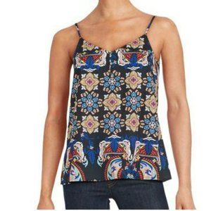 NWT Yumi Kim‎ Bold Paisley Print Lena Tank Top w/ Gold Buttons, Size M